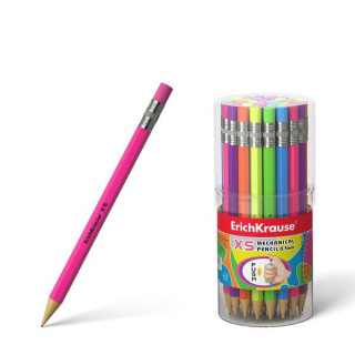 Erichkrause Portaminas Xs 05 mm - Mini-Lapiz Mecanico Hexagonal - Carcasa y Borrador en Colores Neon Brillantes - Dureza HB - M