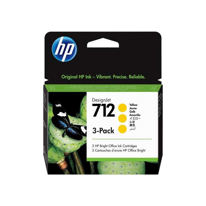HP 712 Amarillo Pack de 3 Cartuchos de Tinta Originales - 3ED79A