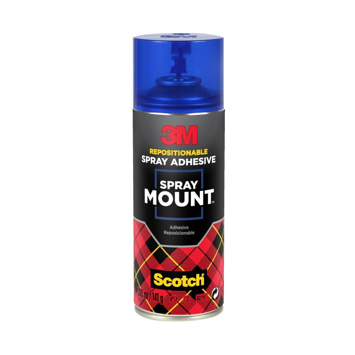 3M Spraymount Adhesivo en Spray - 200ml - Permanente al Secado - Permite Reposicionar hasta Secado - Color Transparente