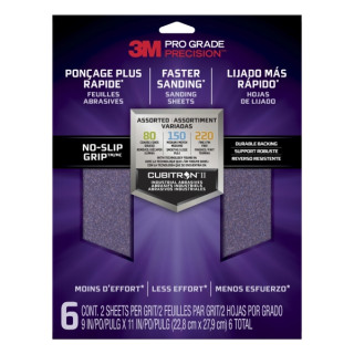 3M Pro Grade Precision Faster Pack de 6 Hojas de Lijado - Lijas de Granos Surtidas - 22.8x27.9cm - Rendimiento Superior - Reduc