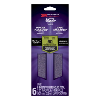 3M Pro Grade Precision Faster Hojas de Lijado - Grano 60 Grueso - 9.31x22.8cm - Rendimiento Superior - Reduccion de Fatiga - Co