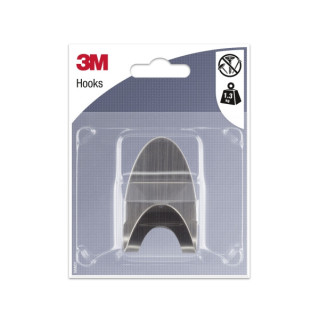 3M Gancho Adhesivo Metalico - Ovalado - Soporta hasta 1.3kg - Color Gris/Titanio