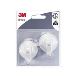 3M Pack de 2 Ganchos con Ventosa - Cierre de Palanca - Soporta hasta 1kg - Color Blanco