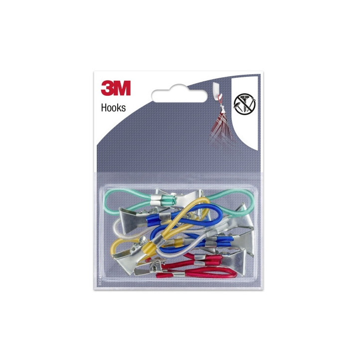 3M Pack de 10 Lazos con Pinza para Colgar - Clip Multiusos - Colores Surtidos