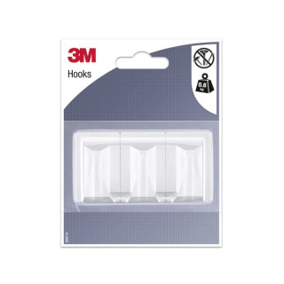 3M Gancho Adhesivo Rectangular - Formato L - Soporta hasta 0.6kg - Color Blanco