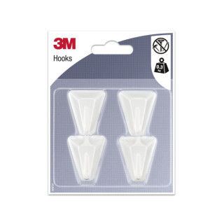 3M Pack de 4 Ganchos Adhesivos Triangulares - Soporta hasta 1kg - Color Blanco
