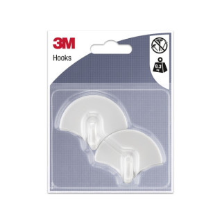 3M Pack de 2 Ganchos Adhesivos con Forma de Abanico - Soporta hasta 0.3kg - Color Blanco