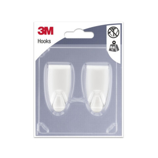 3M Pack de 2 Ganchos Adhesivos Modernos - Formato M - Soporta hasta 0.6kg - Color Blanco