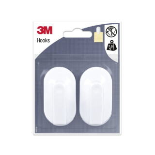3M Pack de 2 Ganchos Adhesivos para Notas - Soporta hasta 1kg - Color Blanco