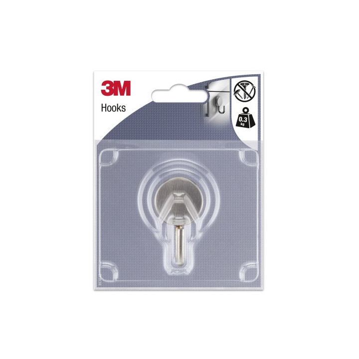 3M Gancho Magnetico de Metal - Soporta hasta 0.3kg - Color Gris/Titanio