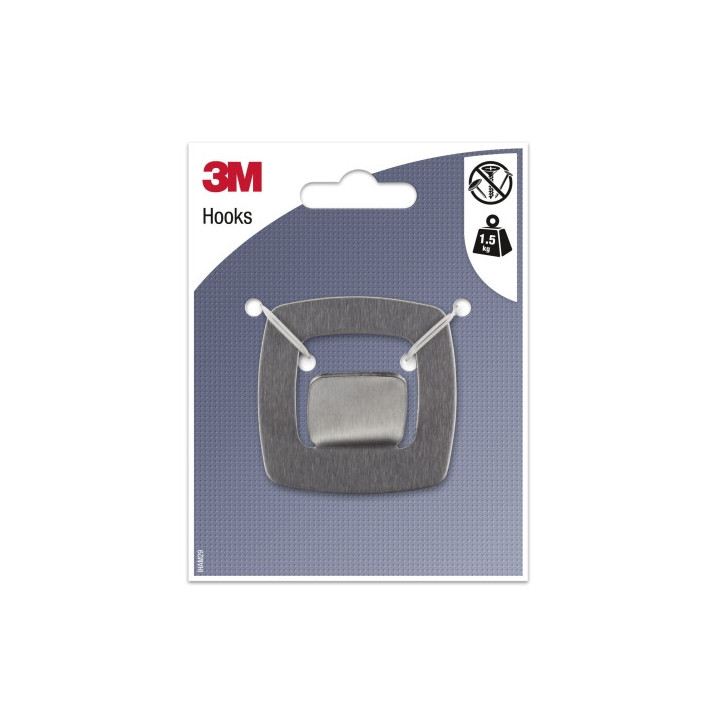 3M Gancho Adhesivo Metalico - Cuadrado - Soporta hasta 1.5kg - Color Gris/Titanio