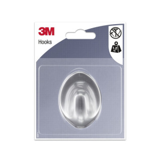 3M Gancho Adhesivo Ovalado - Formato L - Soporta hasta 1.2kg - Color Gris Metalizado