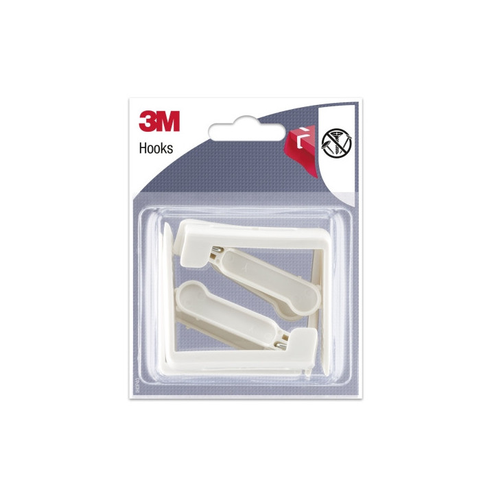 3M Pack de 4 Ganchos para Mantel - Cierre Tipo Pinza - Color Blanco