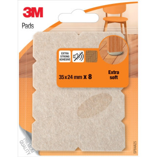 3M Pack de 8 Almohadillas de Fieltro - Extra Suaves - 35x24mm - Color Beige