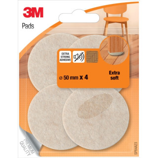 3M Pack de 4 Almohadillas de Fieltro - 50mm de Diametro - Extra Suaves - Color Beige