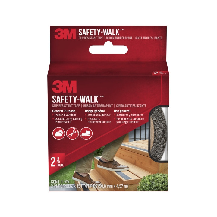 3M Safety-Walk Cinta Adhesiva Antideslizante - Uso en Interior y Exterior - 50.8mm x 4.57m - Color Gris Oscuro