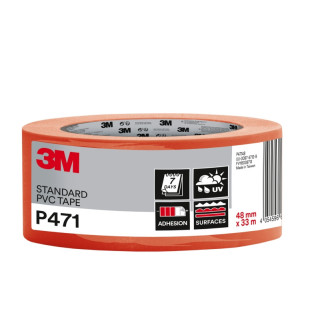 3M Cinta Adhesiva de PVC - 48mm x 33m - Alta Visibilidad - Color Naranja
