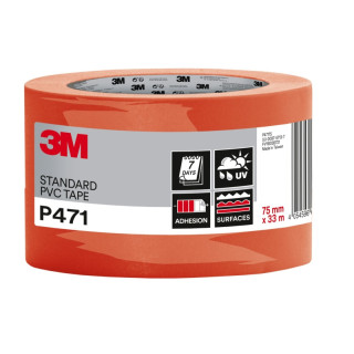 3M Cinta Adhesiva de PVC - 75mm x 33m - Alta Visibilidad - Color Naranja