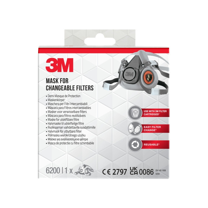 3M Mascarilla para Filtros Intercambiables 6200BC1 - Color Gris