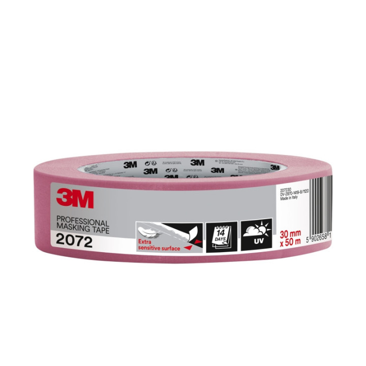 3M Cinta de Enmascarar para Superficies Delicadas - 30mm x 50m - Color Rosa