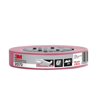 3M Cinta de Enmascarar para Superficies Delicadas - 24mm x 50m - Color Rosa