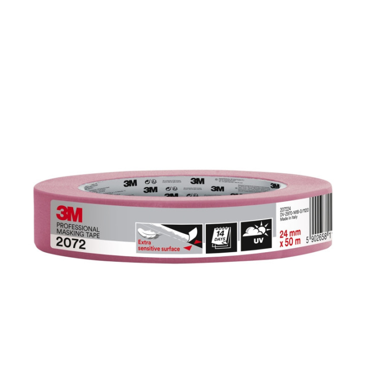 3M Cinta de Enmascarar para Superficies Delicadas - 24mm x 50m - Color Rosa