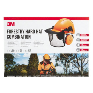 3M Pack Forestal de Seguridad para Cabeza - Casco Protector - Orejeras Auditivas - Pantalla Facial de Malla de Acero - Color Na