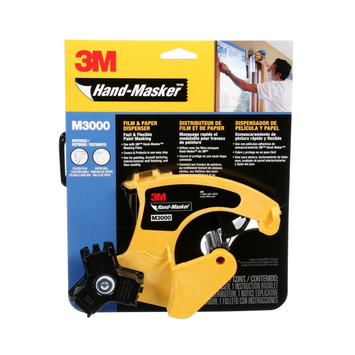 3M Hand-Masker Dispensador de Cinta de Enmascarar - Cuchilla No Incluida - Facil Aplicacion - Color Negro/Amarillo