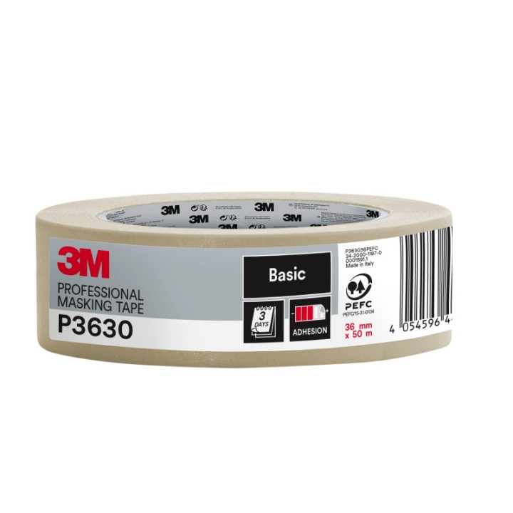3M Cinta de Enmascarar Profesional - 36mm x 50m - 70% PEFC - Color Blanco