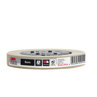 3M Cinta de Enmascarar Profesional - 18mm x 50m - 70% PEFC - Color Blanco