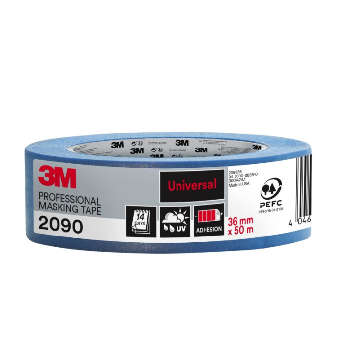 3M Cinta de Enmascarar Profesional - Multisuperficie - 36mm x 50m - 100% PEFC - Color Azul