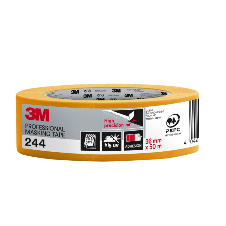 3M Cinta de Enmascarar Profesional - Multisuperficie - 36mm x 50m - 100% PEFC - Color Naranja