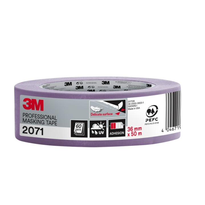 3M Cinta de Enmascarar para Superficies Delicadas - 36mm x 50m - 70% PEFC - Color Lavanda