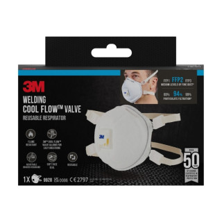 3M Mascarilla para Particulas FFP2 - con Valvula - Especial Soldadura - Reutilizable - para Niveles Medios de Particulas - Colo