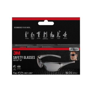 3M Virtua AP Gafas de Seguridad - Lentes Oscurecidas - Antirrayaduras - Antivaho - Proteccion UV - Color Gris
