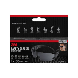3M Securefit Gafas de Seguridad - Lentes Oscurecidas - Antivaho - Antirrayaduras - Proteccion UV - Color Negro
