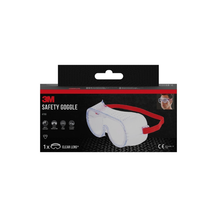 3M Classic Gafas de Seguridad - Ventilacion Directa - Lente Incolora - Uso Compatible con Gafas Graduadas - Goma Ajustable - Pr