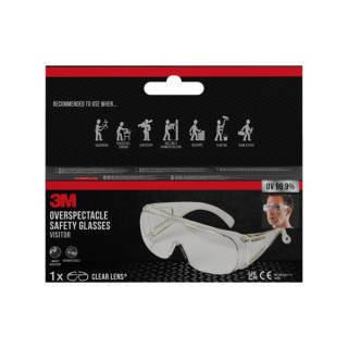 3M Cubregafas de Proteccion - Lente Incolora - Protectores Laterales Integrados - Proteccion UV - Color Transparente