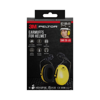 3M Peltor Optime Orejeras Auditivas para Casco - SNR 26dB - Amarillo - Peso Ligero - Ajustable - Color Amarillo