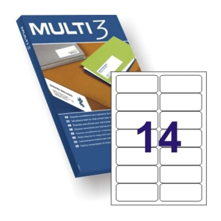 Multi3 Pack de 1400 Etiquetas Blancas Cantos Redondeados Tamaño 99