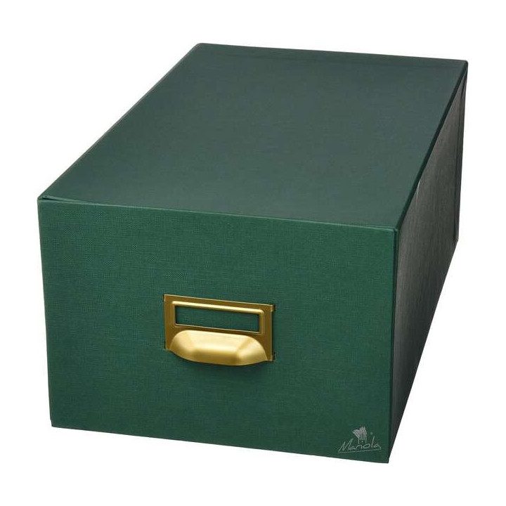 Mariola Fichero Carton Forrado en Geltex Nº4 para 500 Fichas - Medidas 220x155x250mm - Resistente y Duradero - Color Verde