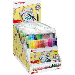 Edding 1200 Expositor con 10 Packs de 30 Rotuladores - Punta Redonda - Tinta con Base de Agua - Colores Clasicos