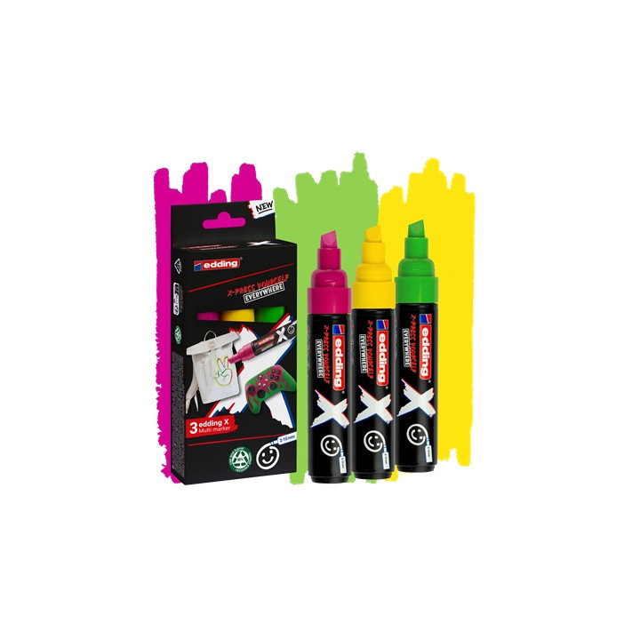 Edding X 6900 Caramelo Pack de 3 Rotuladores Multisuperficie Permanentes de Tinta Opaca - Punta Biselada con Trazo 2-10mm - Col