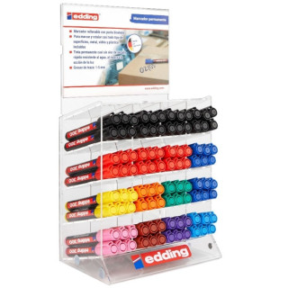 Edding 330 Expositor con 96 Rotuladores Permanentes - Punta Biselada - Trazo entre 1 y 5 mm. - Tinta casi Inodora - Capuchon co