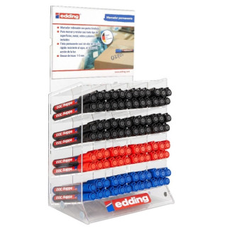 Edding 330 Expositor con 96 Rotuladores Permanentes - Punta Biselada - Trazo entre 1 y 5 mm. - Tinta casi Inodora - Capuchon co
