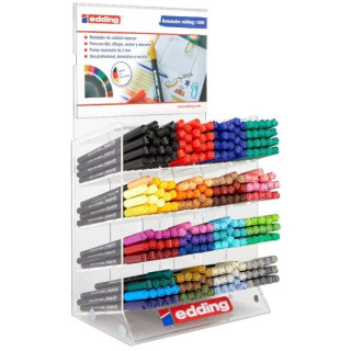 Edding 1300 Expositor con 260 Rotuladores - Punta Redonda - Trazo Medio - Tinta con Base de Agua - Colores Surtidos