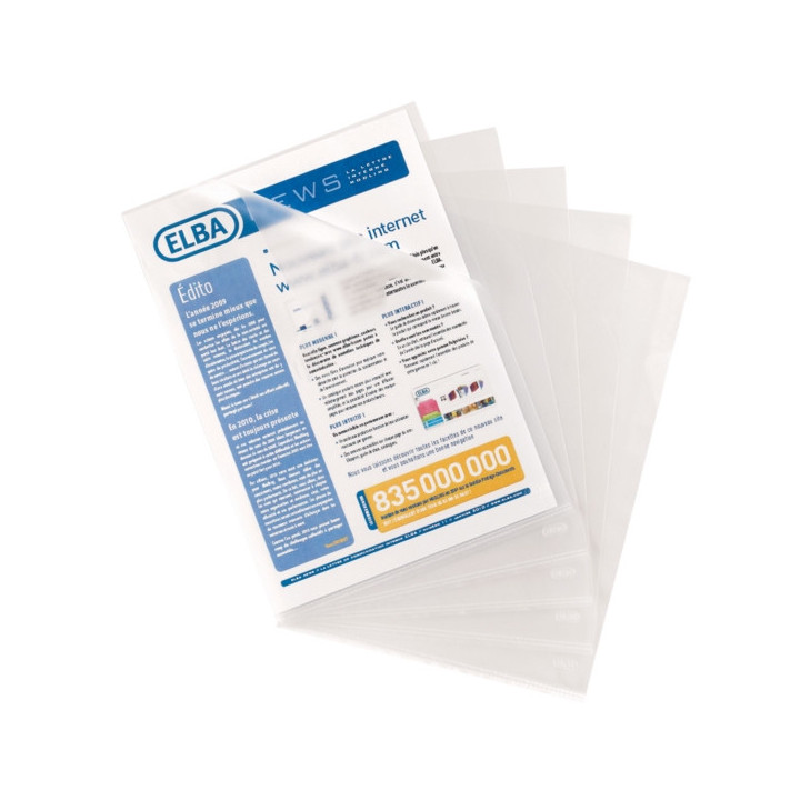 Elba Pack de 100 Dossieres Uñero Standard Folio PP 140 Μicras - Resistente y Duradero - Acabado Piel de Naranja Transparente