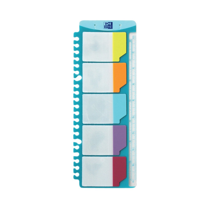 Oxford Regla con Indices Adhesivos Removibles - Medida 30cm - Indices Removibles - Ideal para Marcar Paginas
