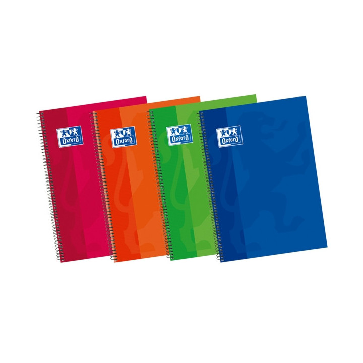 Oxford School Classic Write&Erase 4º Cuaderno Espiral - Tapa Extradura Resistente - 1 Linea con Margen - 80 Hojas - Colores Su