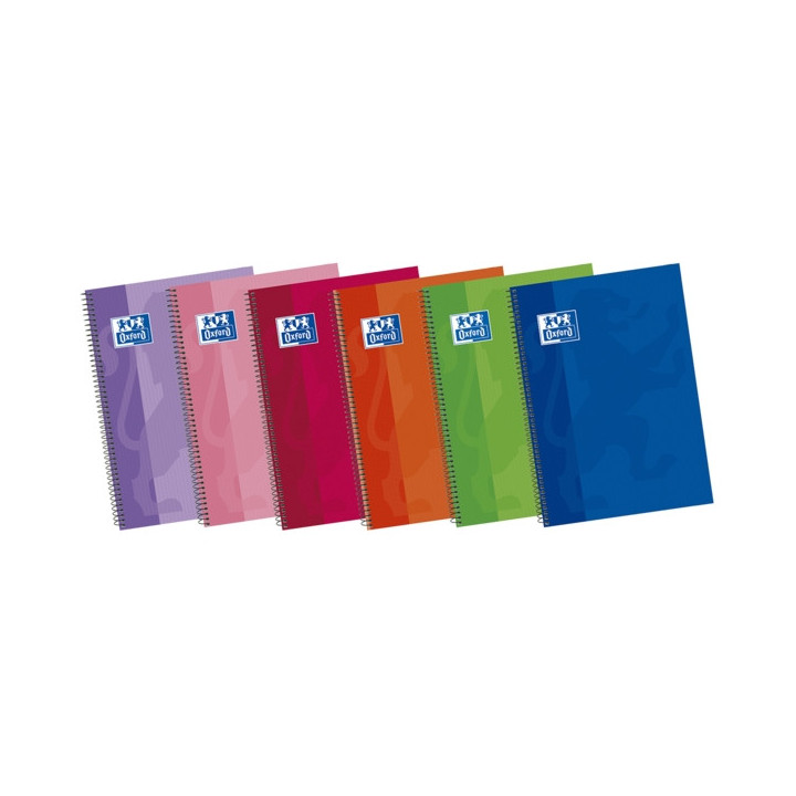 Oxford School Classic Write&Erase Fº Cuaderno Espiral - Tapa Extradura - Pauta 3.5mm con Margen - 80 Hojas - Colores Surtidos